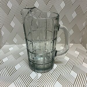 Vintage MCM Anchor Hocking TARTAN CLEAR 50 Oz Glass Pitcher w/ ice lip